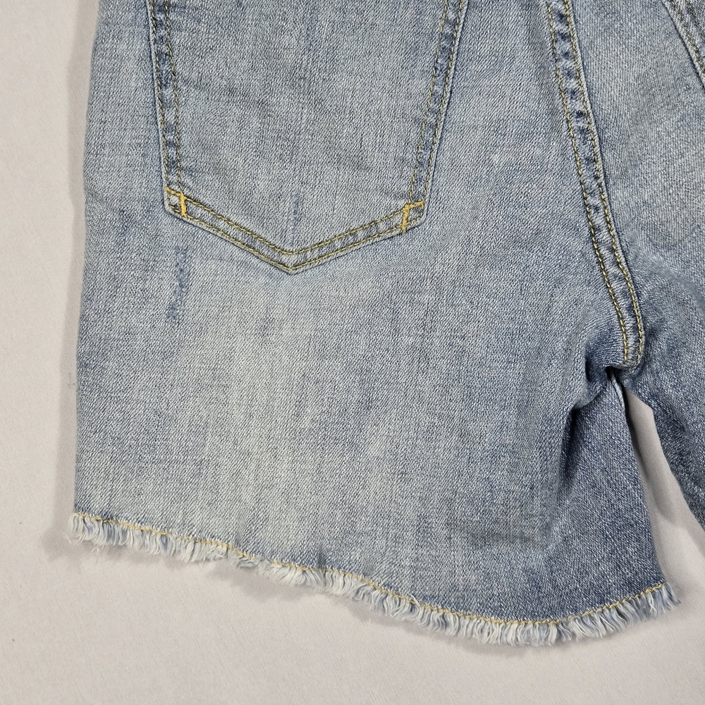 Pilcro Boyfriend Jean Short  Distressed Denim Ribbon Trim Anthropologie sz 26 - Picture 12 of 16